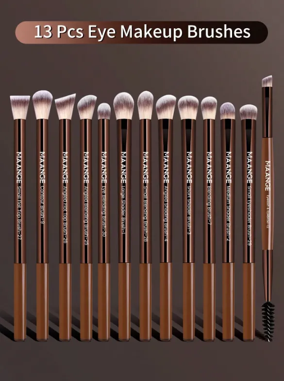 MAANGE Ensemble de pinceaux professionnels 13 pièces (Marron)