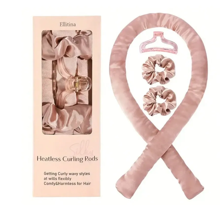 4 pièces Ensemble de boucleurs en soie sans chaleur (Black)