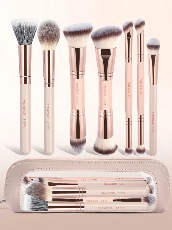 Maange 7 pièces pinceaux avec trousse Nude